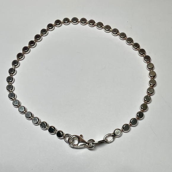 Dyadema Italian Sterling Silver Flat / Round Beaded Bracelet. 7.25 inches long - Picture 1 of 5